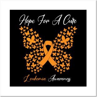 Hope For A Cure Butterfly Gift 3 Leukemia Posters and Art